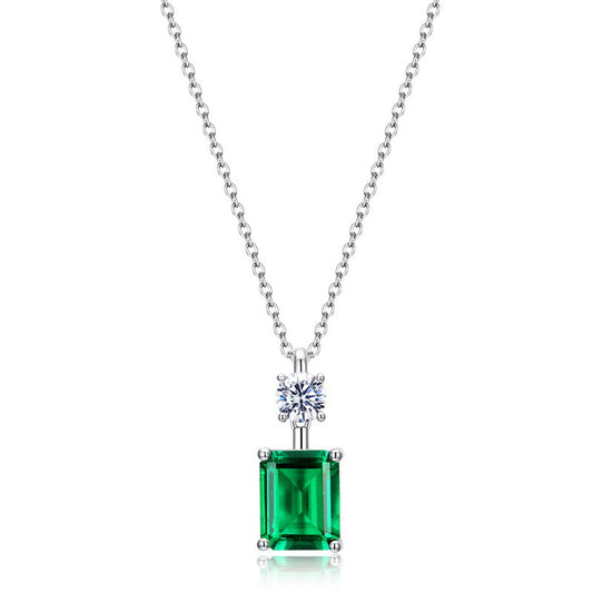 Cultured Emerald Perfume Bottle Chain S925 Sterling Silver Necklace