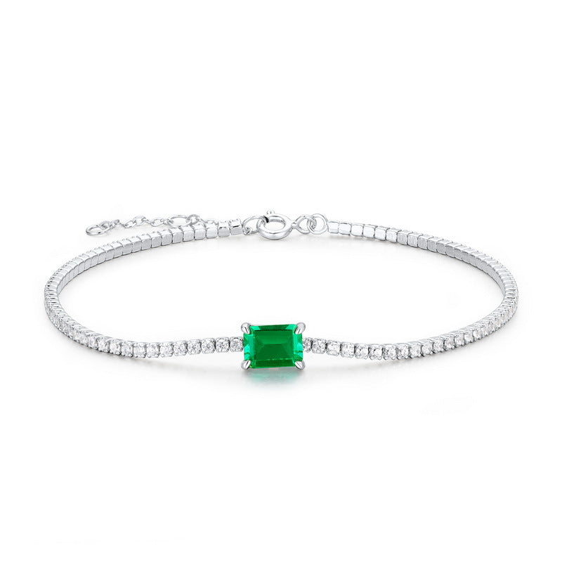 Geometric Cultivated Emerald Bracelet  Premium S925 Sterling Silver Jewelry