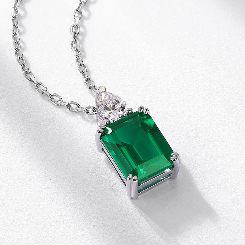 Cultured Emerald Perfume Bottle Chain S925 Sterling Silver Necklace